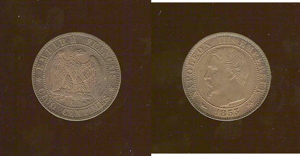 5 centimes Napoleon III 1853B AU